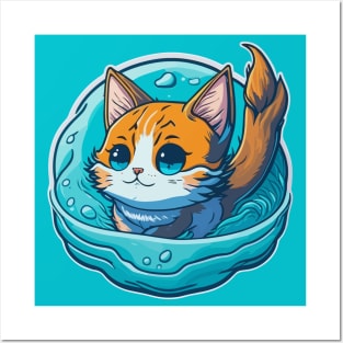 Water Elemental Cat Posters and Art